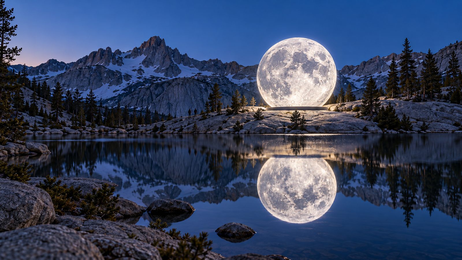 Moonrise — Mountain lake, High Sierra